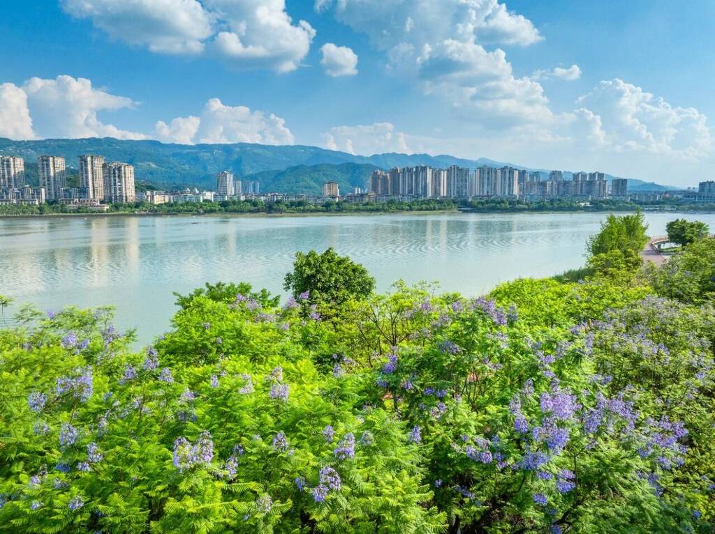美麗的漢豐湖畔。開州區委宣傳部供圖