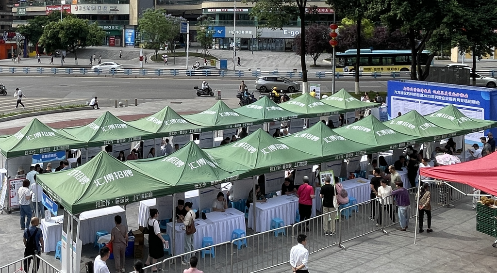 九龙坡区石坪桥街道2025年民营企业服务月招聘会现场。主办方 供图