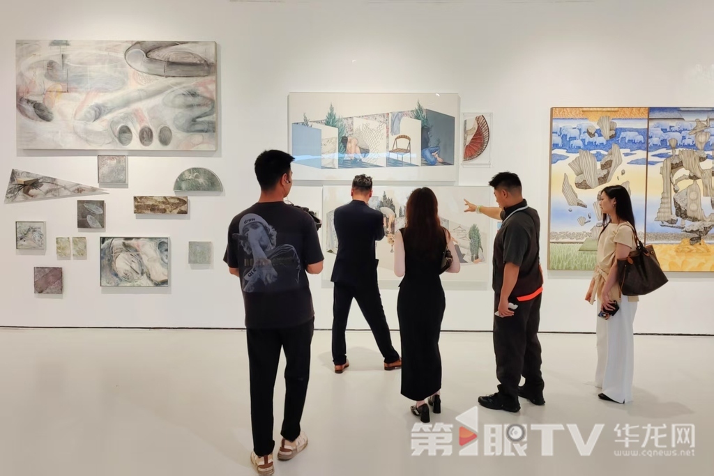 四川美术学院美术馆展览现场。第1眼TV-华龙网记者 石涛 摄
