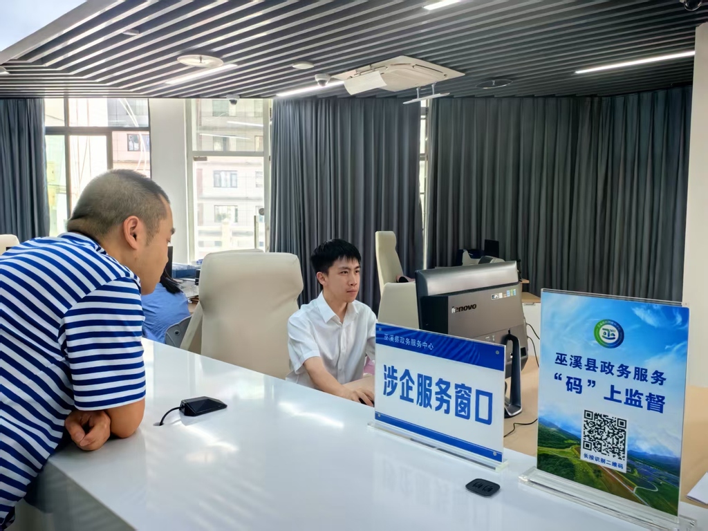 企業(yè)在政務服務中心辦事窗口辦理業(yè)務。通訊員 李婷婷 攝