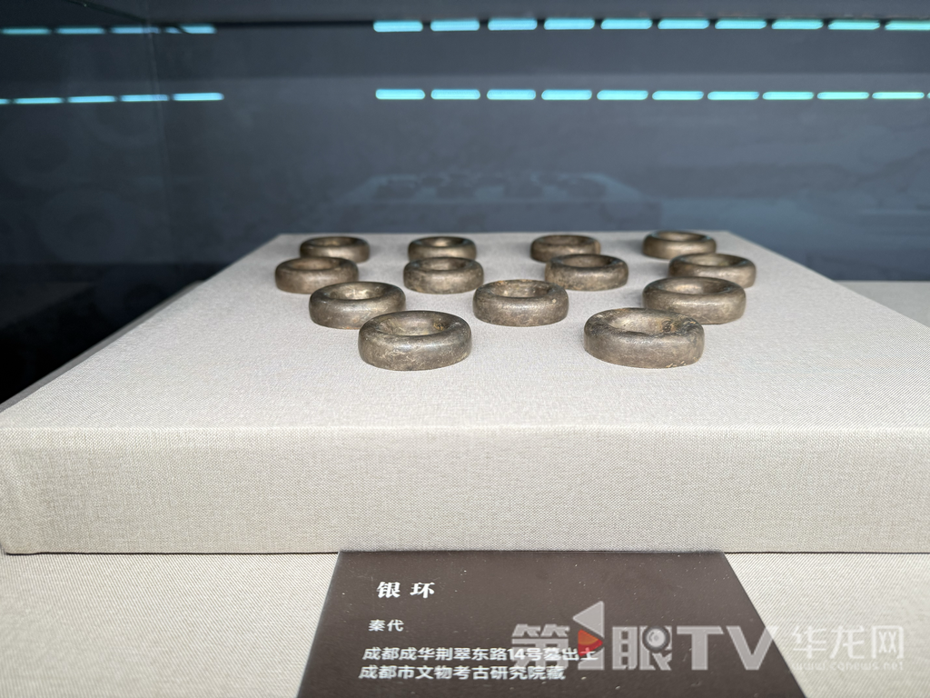 展出文物——秦代银环。第1眼TV-华龙网记者 谢鹏飞摄