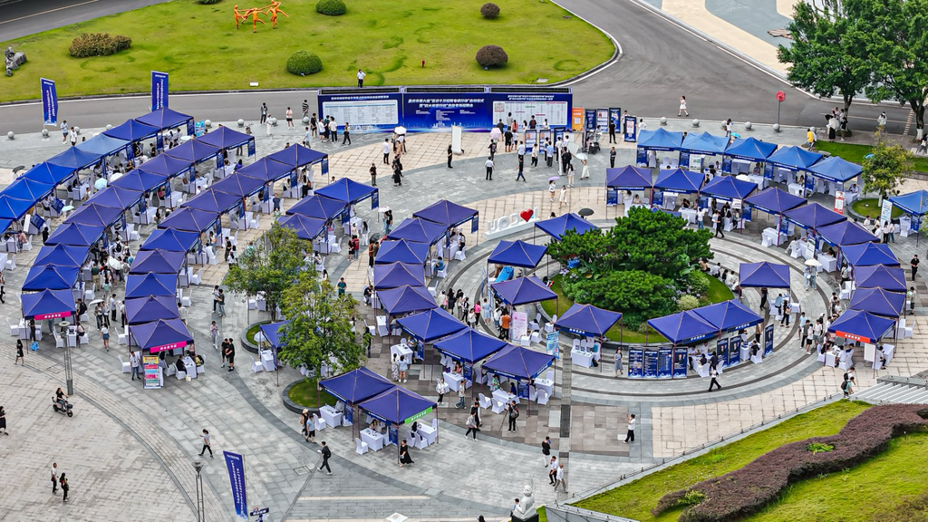 重庆市第六届“百日千万招聘专项行动”启动仪式暨“四大攻坚行动”市级专场招聘会在重庆大学举行。重庆市人力资源和社会保障局 供图