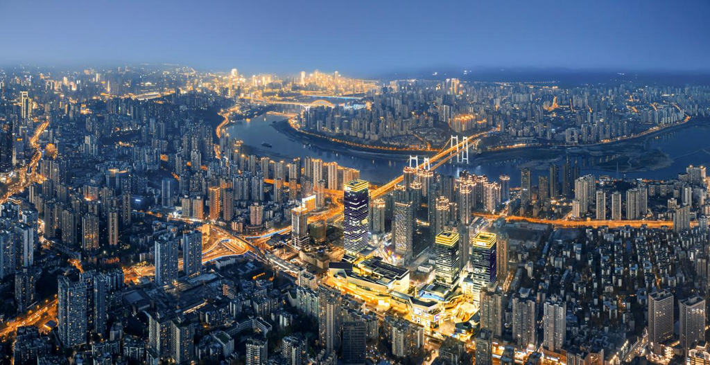 重庆华润中心鸟瞰合成图。华润置地供图