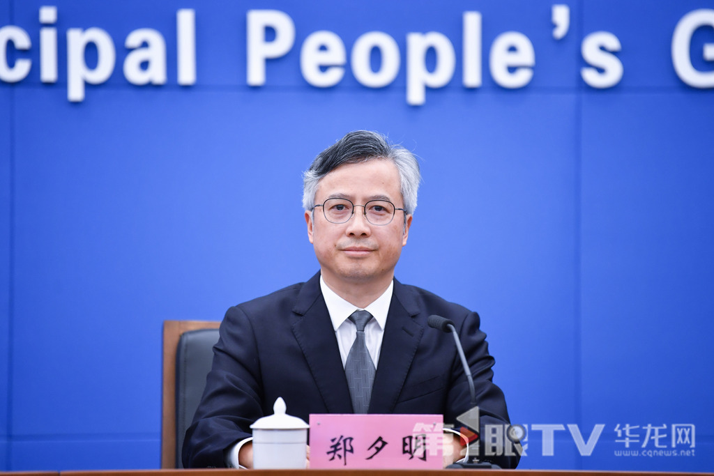 市人力社保局副局長、新聞發(fā)言人鄭夕明回答記者提問。第1眼TV-華龍網(wǎng)記者 李一鳴 攝