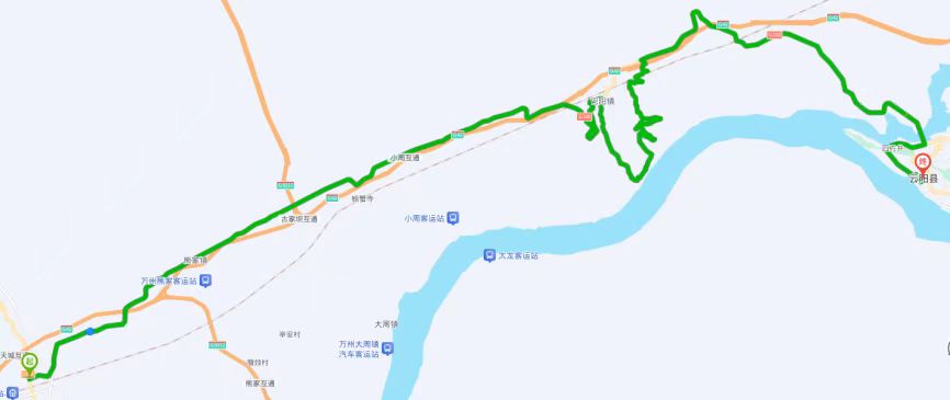 图二 万州天城至云阳绕行示意图。受访者供图