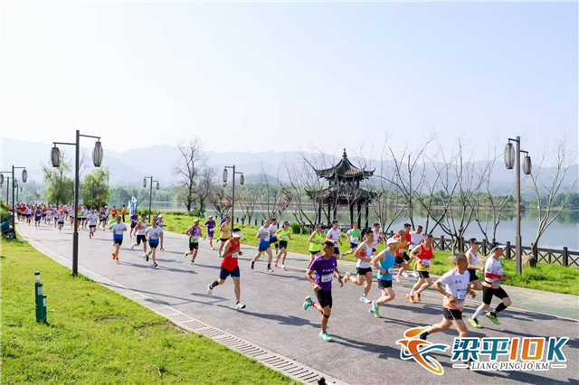 跑者在碧水環繞、白鷺翩躚的濕地賽道上感受“人在畫中跑”的詩意。主辦方供圖