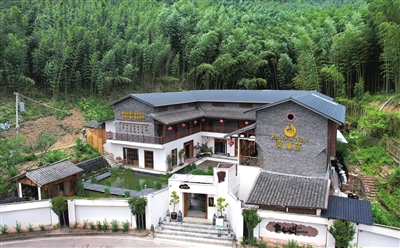 百里竹海旅游度假區(qū)的鳳巢筑·竹緣小筑湯池民宿,翠竹環(huán)抱,分外幽靜。記者 向成國 攝
